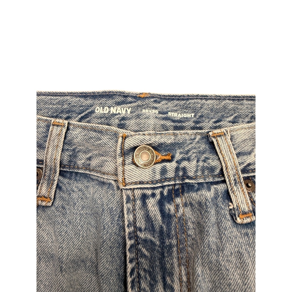 Old Navy Mens Straight Leg Jeans 36x30 Light Wash Blue 100% Cotton Denim - Picture 3 of 9